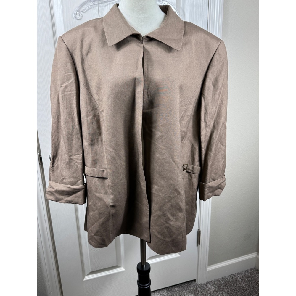 Alex Marie Women's 24W Blazer Jacket Brown Linen Blend Career Coat